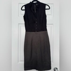 Mango Suit Black and Gray Sheath Midi Dress